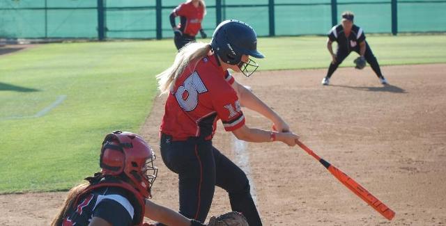 Annie Dowling triple in Kori Cochran on this play in the sixth inning of the Dons 6-1 victory over Long Beach City College. She also had a RBI-single in the first inning.