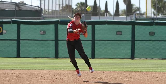 Katlyn Harvey laid down a sacrifice bunt attempt that ended in an error and all three Dons runs coming home in their 3-1 win over Cypress College. She also threw a runner out at home plate, keeping the game 1-0 at the time. Photo by Tony McAndrew