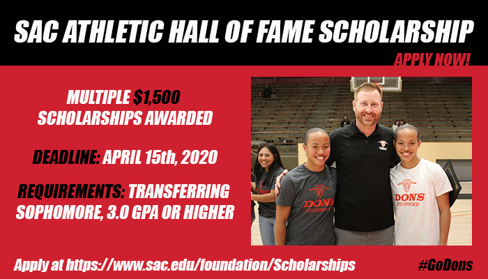 SAC Athletic Hall of Fame Scholarship - Apply Now!