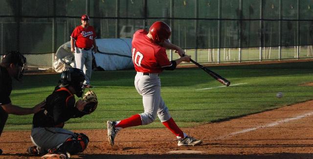 Garret Brown scores Cameron Baranek on this eighth inning single to break a 3-3 tie in the Dons eventual 7-3 win over Riverside City College.