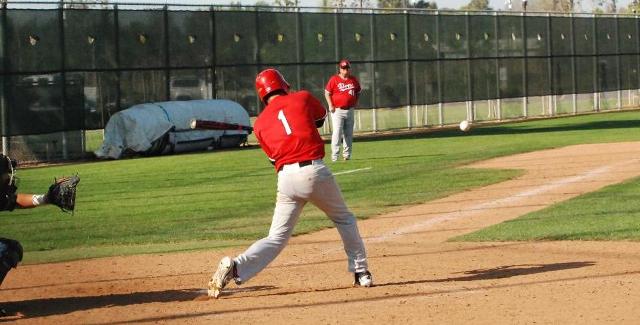 Josh Vargas squares up a ball in the Dons 10-6 win over Long Beach City College. Vargas finished 3-for-5 with four RBI.