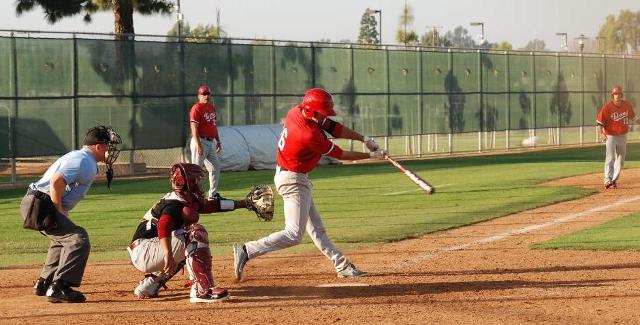 Colin Winn drove in three runs on this triple in the fifth inning as the Dons staked an 8-2 lead over Glendale College after seven innings before eventually losing 9-8.