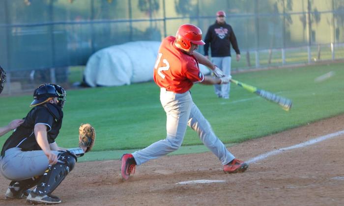 Tommy Anderson drove in the go-ahead run with this single in the eighth inning of the Dons 10-8 win over Grossmont College.