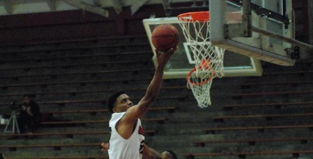 De'Jon Frazier lays in a basket in the Dons game against Long Beach City College.