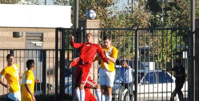 Jesus Lopez had this header hit off the crossbar late in the Dons 2-1 loss to Golden West College.