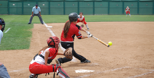 Alexandra Perkins drives in what was, at the time, the game-tying run in the Dons playoff match up with Desert.