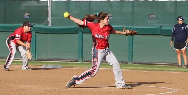 Kirstin Gutierrez delivers a pitch in the Dons 2-0 loss to Fullerton College. (Photo courtesy of Tony McAndrew)
