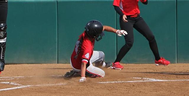 Alyssa Yglesias slides home for the season's first run in the Dons 6-2 victory over Santa Barbara City College. (Photo courtesy of Tony McAndrew)