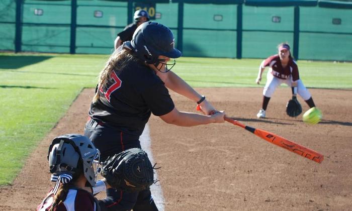 Hattie Marshall drove in three runs on this double during the Dons 6-5 loss to Mt. San Antonio College.