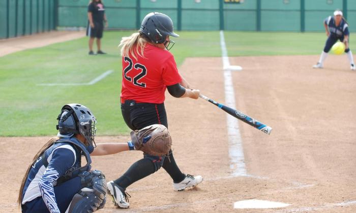 Christina McCullogh tied the game at 2-2 in the fourth inning with this solo home run against Cypress College.
