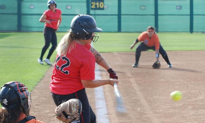 Christina McCullogh sent this pitch over the right field fence for a grand slam to cap off the Dons nine-run fourth inning of their 9-6 win over Riverside City College.