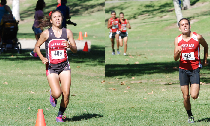 Toni Lopez (left) was the winner of the women's race at the Brubaker Invitational while Paulino Sanchez (right) was the first of three Dons to finish in order with Geovany Garcia and Edwin Ortiz-Lopez close behind.
