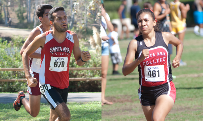 Paulino Sanchez (left) finished third overall while Toni Lopez (right) finished fourth overall as the men's and women's cross country teams competed at the Golden West Invitational.